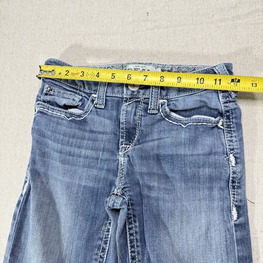 Ariat REAL Girls Boot Cut Jeans Size 12 Light Wash Distressed Western Denim - Picture 9 of 11